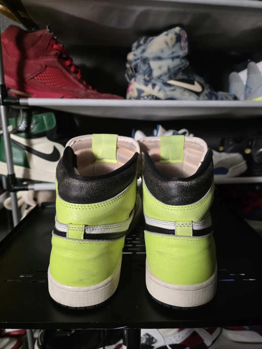 🔥 Nike Air Jordan 1 High Neon Green/Black/White Visionaire Men Size 10.5